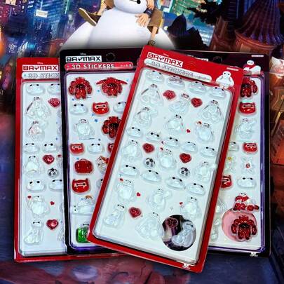 Bộ sticker trang trí Baymax thế hệ thứ 2 có thể tái sử dụng, sticker tương tác cho trẻ em, sticker trang trí hàng ngày.