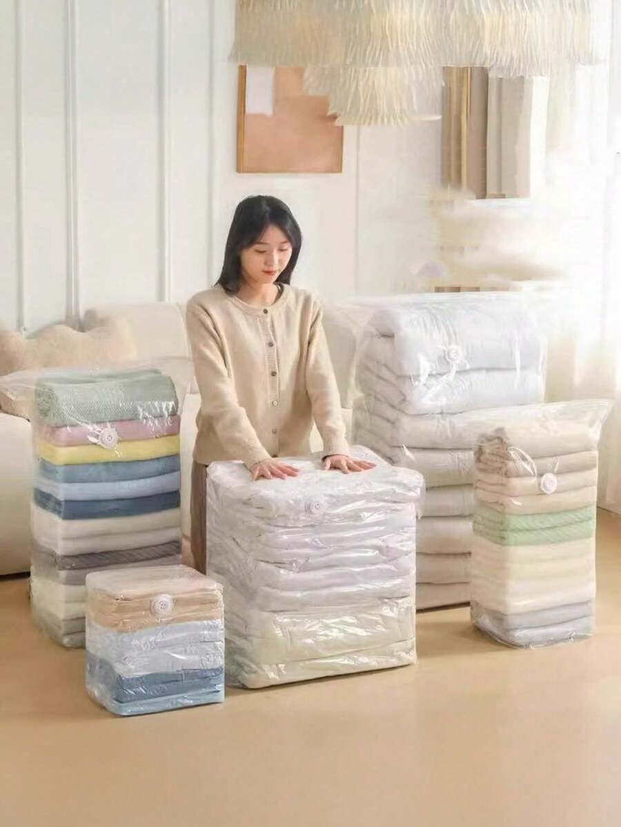 1 Stück Vakuum-Aufbewahrungstasche geeignet für Kleidung, Decken und Jacken, platzsparende Aufbewahrungslösung mit einfachem Verschlussdesign, ideal für die Hausorganisation und Kleiderlagerung - Verschiedenfarbig - Übersicht 1
