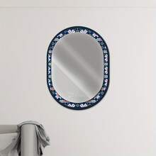 8-Inch Round Aluminum Flat Wall Mounted Sign, 2D Flat Design Table With Mirror And Book Basket, Rustic Floral Wreath Decor - 1PC - View 1