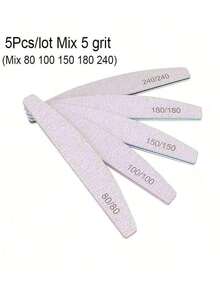 Bộ 5/10 dũa móng tay chuyên nghiệp, giấy nhám 80/100/150/180/240 grit, dụng cụ mài dày hình vòng cung bền bỉ, phụ kiện tự làm móng nghệ thuật. - Nhiều màu - Xem 11