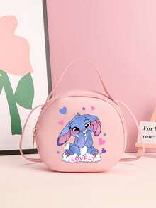 1pc Girls' Cute Fashion Mini Round Bag, Adorable Printed Faux Leather Crossbody Shoulder Bag With Rabbit, Cat, Unicorn Designs, Ideal Birthday Gift - 2221 Blue Rabbit - View 12