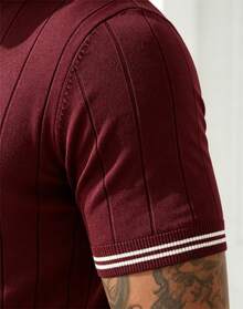 GRDR Sweater Rajut Lengan Pendek Kasual Ringan untuk Pria - Red Violet - View 7