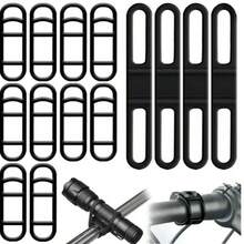 A Set Bicycle Headlights Silicone Straps Taillights Fixed Rubber Bands Riding Front Handles Seat Poles Installation Accessories - Black - View 7