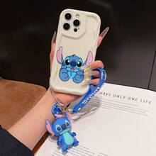 Disney Has Authorized, Phone Case - Chain Set, The Stitch Lilo & Stitch Phone Case Plus A Silicone 3D Or Fluffy Style Stitch Bracelet With Metallic Ring Removable Bracelet, Stitch And Angel Pattern, Compatible With Iphone 17/16/15/14/13/12/11/XS/XR/X Plus Pro Max, Wavy Design Phone Case For Girl, A Stylish Cartoon Summer Phone Case, The Perfect Gift Choice, Phone Protection, Durable Phone Cover, Great Gift For Friends And Family - Màu trắng kiểu A - Xem 1