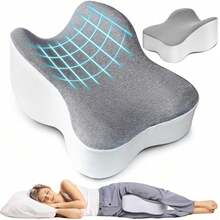 Dieses Beinkissen aus Memory-Schaum bietet hervorragende Unterstützung und Atmungsaktivität. Es ist abnehmbar und waschbar und verfügt über ein ergonomisches, halbzylindrisches Stützkissen sowie einen abnehmbaren, waschbaren Kissenbezug. Es eignet sich ideal zum Entspannen zu Hause, auf Reisen und für den täglichen Komfort. - Grau - Übersicht 1