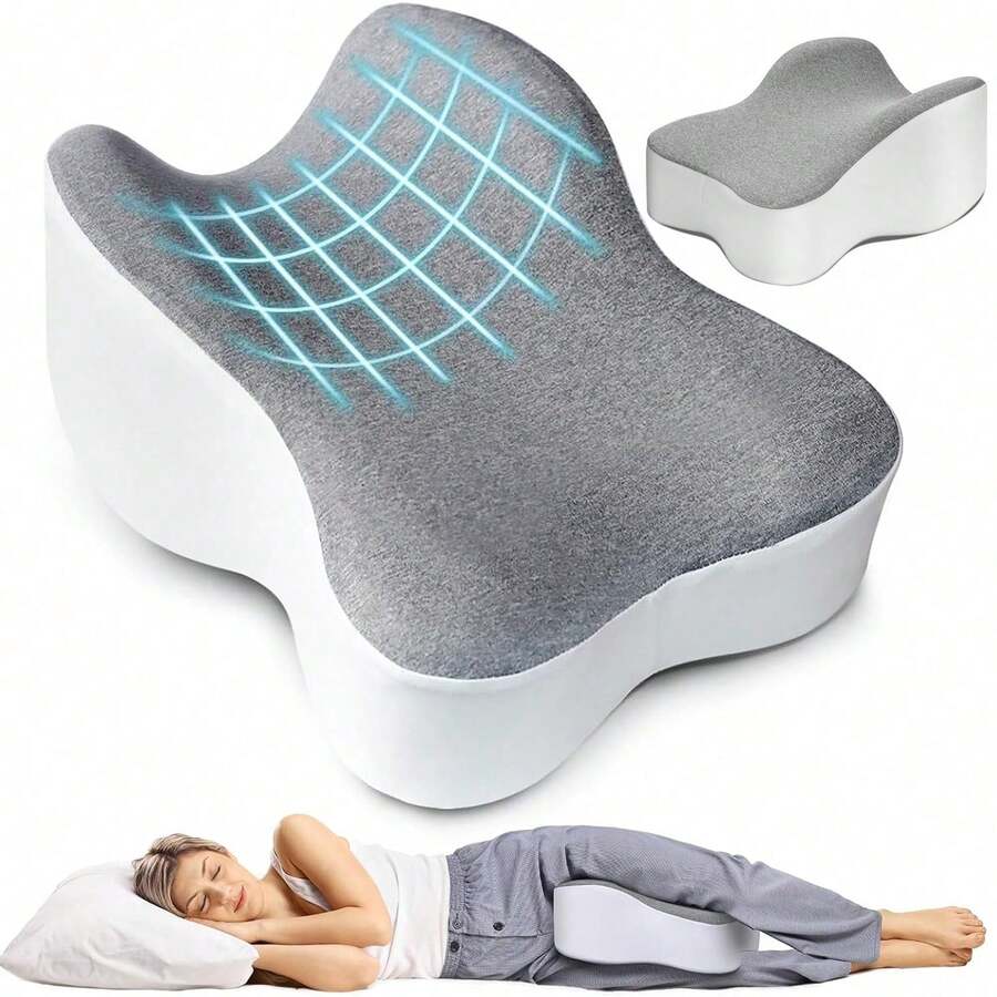 Dieses Beinkissen aus Memory-Schaum bietet hervorragende Unterstützung und Atmungsaktivität. Es ist abnehmbar und waschbar und verfügt über ein ergonomisches, halbzylindrisches Stützkissen sowie einen abnehmbaren, waschbaren Kissenbezug. Es eignet sich ideal zum Entspannen zu Hause, auf Reisen und für den täglichen Komfort. - Grau - Übersicht 1