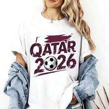 Morocco 2026 World Cup Soccer Fan T-Shirt, Moroccan Flag Football Lover Tee, Atlas Lions World Cup 2026 Supporter Shirt, Morocco National Team Gift,Women's Graphic Print Round Neck Short Sleeve T-Shirt, Summer Casual - 白2 - 查看 7