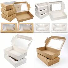 6/12pcs Kraft Paper Gift Box With Transparent Display Window, Mini Gift Boxes For Birthday, Graduation, Weeding Party Favors Present Packaging Boxes - Multicolor - View 7