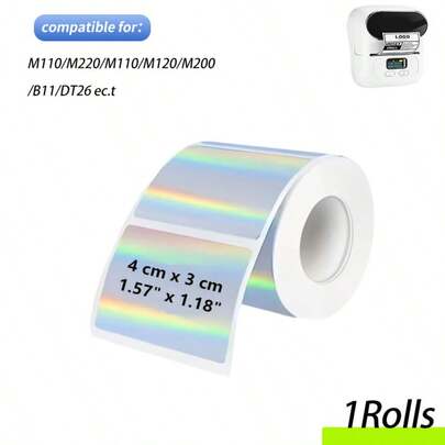M200 Holographic Thermal Labels 4x3cm 1.57*1.18inch Self-Adhesive Stickers Easy Peel Multipurpose Wrapping Daily Use Events