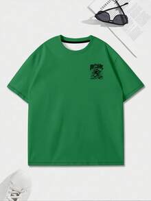 Men's Graphic Print Round Neck T-Shirt - Green - View 4