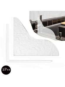 1Pair Bathroom Washbasin Splash Proof Baffle, Multi-Functional Splash Proof Baffle, Universal For Bathroom Washing And Grooming - Transparent - View 7