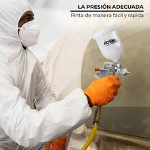 Kit Compresor y Pistola de Gravedad con Manguera de Aire Portátil con Ruedas 2030KG 25L 2.5HP Dos Salidas de Aire Manómetro Doble Presión Máxima 135PSI Caudal 5.89 CFM - Rojo - Ver 4