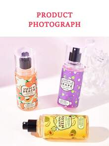 1-Piece Premium Fruit Scented Mist Set - 88ml Vibrant Patterned Transparent Spray Bottles, Luxury Alcohol-Free Long-Lasting Refreshing Body Care Mist Collection For Summer Vacations & Daily Self-Care - Multicolor - View 10