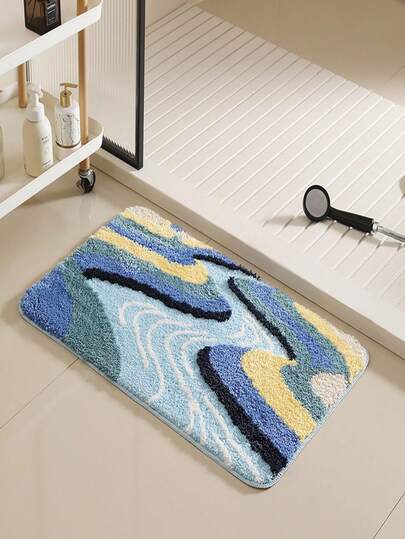 1 tấm thảm trải sàn giả cashmere họa tiết núi sông trừu tượng, thảm thấm hút sàn phòng tắm, thảm mềm mại sang trọng cạnh giường, thảm cửa ra vào, thảm phòng khách, phòng học, thảm trải sàn màu xanh vàng chuyển sắc, thảm thấm hút sàn phòng tắm, thảm gia dụng bốn mùa, thảm trang trí cao cấp.