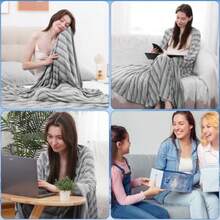 Manta Enfriamiento Rayas Grises de Doble Cara Q-MAX > 0.5 ARC-Chill - Cobijas Fría de Verano para Cama Sofá Silla Viajes Cooling Throw para Mantener el Cuerpo Fresco para Dormir 150 * 200cm - Rayas Grises - Ver 7