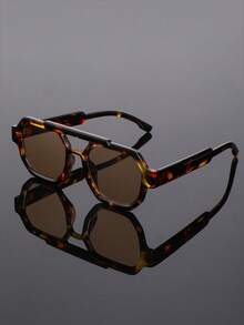 New Retro Square Double-Bridge Unisex Casual Versatile Fashion Glasses, Suitable For Daily, Street, Beach Party, Gathering, Funny Hip-Hop Street Style - Multicolor - View 18