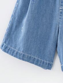 Quần trẻ em bằng vải denim mềm mại pha cotton-linen, thoáng khí, dáng rộng, thích hợp cho mùa hè 2026. - Denim màu xanh nhạt - Xem 8