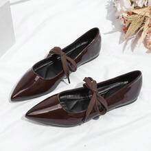 Women's Pointed Toe Bow Slip-On Shoes - Brown - View 8