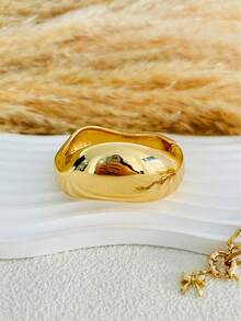 Set de 3 brazaletes únicos, brazaletes anchos de color dorado, brazaletes de estilo elegante y lujoso para mujeres - Amarillo Oro - Ver 3