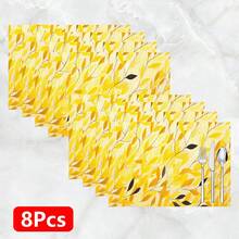 Bộ 1/4/6/8 tấm lót bàn ăn bằng vải lanh họa tiết lá liễu, thích hợp cho bàn ăn, trang trí quanh năm, thảm trải bàn hiện đại có thể giặt được, trang trí phòng, đế lót ly, thảm ăn nhà bếp, trang trí tiệc trong nhà và ngoài trời, trang trí nhà cửa, quà tặng lý tưởng. - Nhiều màu - Xem 12