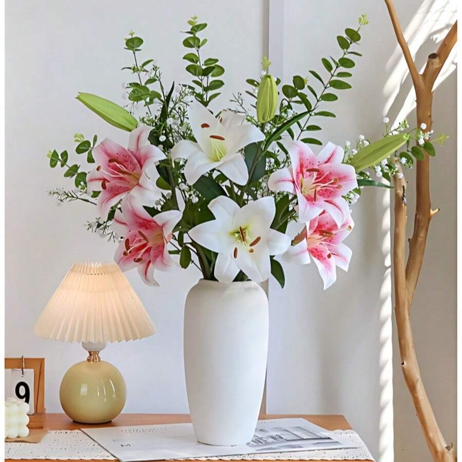 1/3/5 buc. Decor de flori artificiale cu crini, piesă centrală de masă realistă, potrivită pentru Ziua Îndrăgostiților, cadouri, zile de naștere, absolvire, decorațiuni interioare, întoarcerea la școală, nunți, petreceri - Multicolor - Vizualizare 1