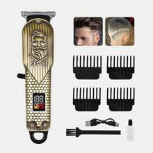 Afeitadora eléctrica para hombre, recortadora de barba y patillas, recortadora de cabello, recargable por USB, regalo para hombre, regalo para el Día del Padre. Cortapelos profesional de salón, recortadora de cabello inalámbrica recargable, cuchilla de grabado de precisión, pantalla LCD, recortadora eléctrica de acero inoxidable, recortadora de barba, batería de 1000 mAh, duradera y de larga duración. Recortadora de vello nasal a pilas. - Maquinilla de Afeitar - Ver 2
