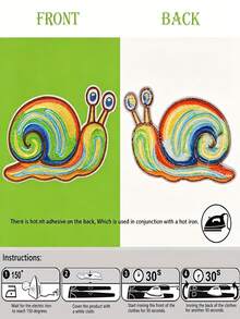 1pc Cute Snail Embroidered Iron-On Patch, Green Snail/Colorful Snail 2 Options, Easy To Iron And Sew, Suitable For Decorating Clothes, Jackets, T-Shirts, Hats And Bags, Creative Decorative Clothing Badge Patch, Cartoon Animal Embroidered Sticker - Snails - View 10