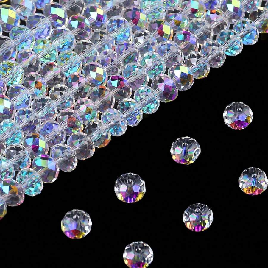 75-145pcs AB Color Super Bright Flat Glass Beads, Loose Beads For DIY Jewelry Making Bracelets, Necklaces, Headpieces, Earrings, Handmade Beading Craft Supplies - DIY Glass Beading - View 1