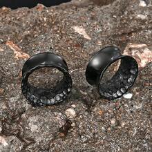 2PCS 316L Stainless Steel Hammer Ear Tunnels Plugs Stretcher Studs Piercing Body Jewelry Unisex Hip-Hop Punk New - Round - View 32
