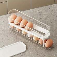 1pc Rolling Egg Storage Box, Double-Layer Automatic Egg Roller, Refrigerator Egg Dispenser, Keeps Eggs Fresh, Suitable For Refrigerators, Cabinets And Storage Compartments, Kitchen Storage And Organization, Egg Storage Rack - Multicolor - View 6