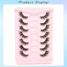 7 Pairs Cat Eye, Extended Outer Corner, Fluffy, 3D, Curled, Thick, Elongating False Eyelashes, Suitable For Daily Use - Black - View 5