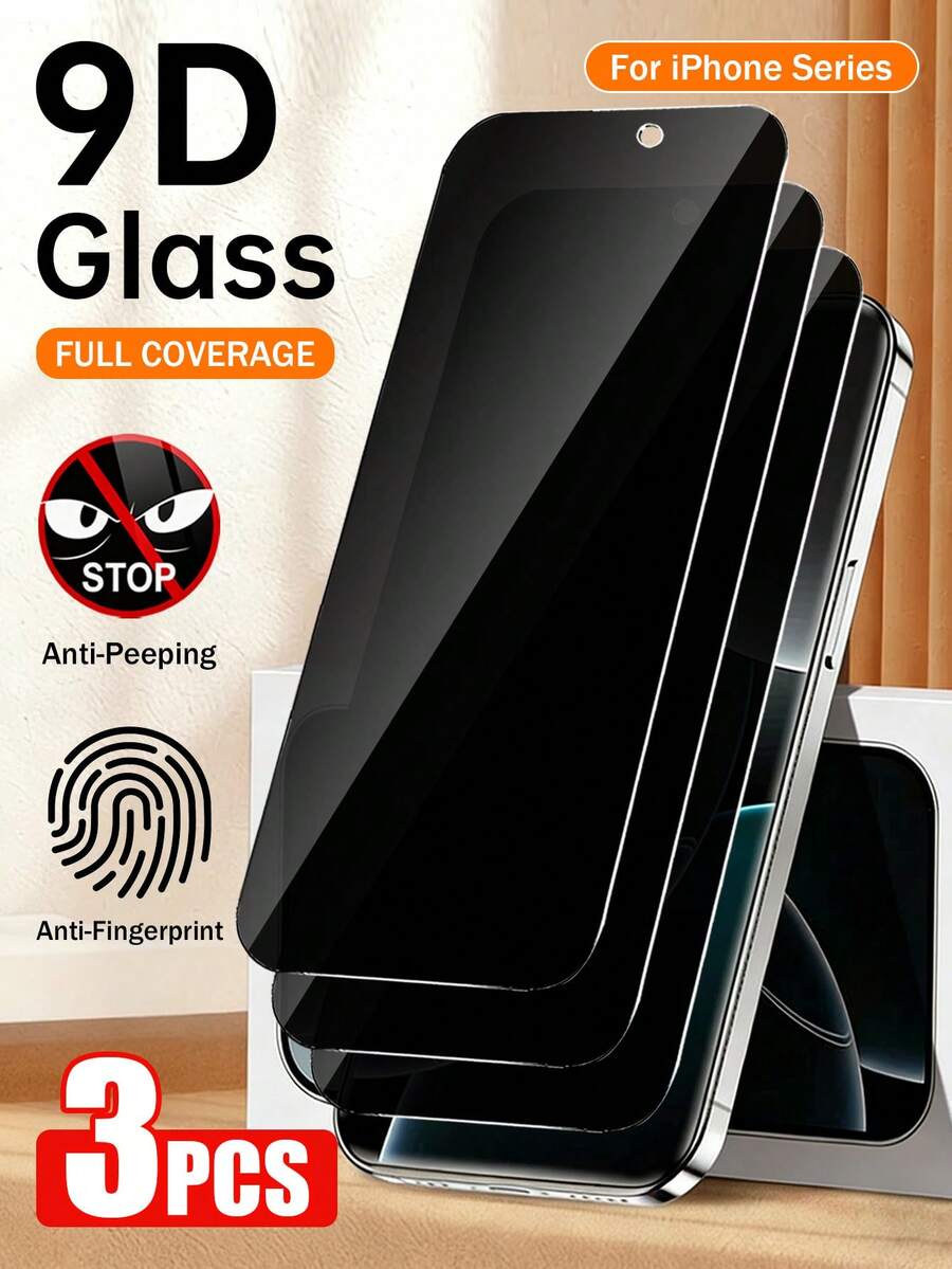 Yezodawee Privacy Phone Screen Protector 3pcs Privacy Screen Protector Compatible With Iphone 17 Pro Max [6.9 Inch], Anti-Shatter Anti-Impact Protection, Privacy Function Ensures Screen Only Visible From Front, Anti-Glare Anti-Fingerprint Coating Reduces Eye Strain And Keeps Screen Clean, Essential Daily Protection For Office, Home Use, Phone Screen Protector, Phone Accessories, Waterproof Shockproof Anti-Fall Anti-Scratch Mother's Day Gift - Black - View 1