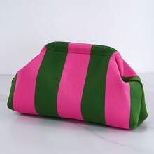Cross-Border Hot Women's Striped Beach Bag Flying Woven Bag Girls' Commuter's All-Matching Striped Cloud Bag Flying Woven Clutch - 黑色(斑馬條紋) - 查看 11