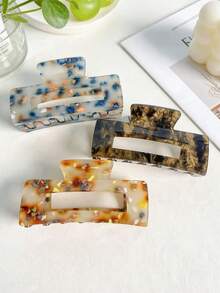 1个女士亚克力方形发爪夹，优雅清新大号亚克力发爪夹发夹，多功能发饰 - 彩色 - 查看 1