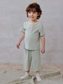 mini bala Baby Home Pajama Set, Soft Modal Breathable Summer Outfit 2026 - Blue and Yellow - View 4