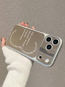 1 pieza Funda de espejo transparente con cita inspiradora, diseño elegante minimalista, funda de teléfono transparente de bordes suaves, se puede usar como espejo de maquillaje, compatible con iPhone 11/12/13/14/15/16/16 Plus/17/17 Pro/17 Pro Max, unisex, ideal para uso diario, regalos de graduación y cumpleaños - Espejo transparente - Ver 5