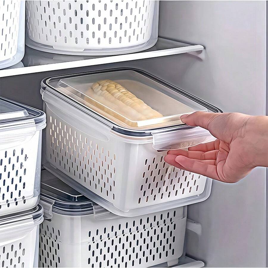 Awaoko 9-Piece Plastic Food Storage Containers With Lids, Suitable For The Refrigerator - Transparent, Washable Storage Boxes With Drainage Holes, Used For Fruits, Vegetables And Dry Goods - Multi-Functional, Sealable Kitchen Storage Boxes Suitable For Camping And Dining Use - Lunch Boxes, Graduation Gifts For Schools