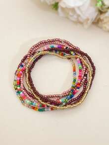 20pcs/Set Pulseras Apilables de Estilo Bohemio con Cuentas Coloridas para Mujeres - Ver 9