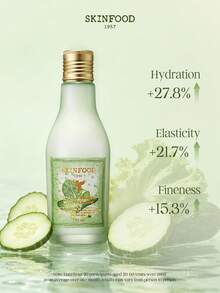 SKINFOOD 生菜黄瓜清爽乳液 140ml - 轻盈保湿 | 舒缓无油 - 保湿舒缓 | 无酒精，韩国护肤品，适合所有肤质，良好持妆保湿控油妆前乳，抚平细纹，无油无硅，品牌化妆品，女士及女孩面部彩妆产品 - LETTUCE & CUCUMBER WATERY EMULSION - 查看 3
