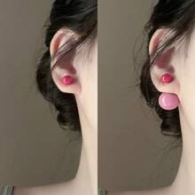 Women Dangle Earrings - #5 Ear Hooks - Gold - Pink - View 3
