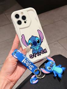 Disney Has Authorized, Phone Case - Chain Set, The Stitch Lilo & Stitch Phone Case Plus A Silicone 3D Or Fluffy Style Stitch Bracelet With Metallic Ring Removable Bracelet, Stitch And Angel Pattern, Compatible With Iphone 17/16/15/14/13/12/11/XS/XR/X Plus Pro Max, Wavy Design Phone Case For Girl, A Stylish Cartoon Summer Phone Case, The Perfect Gift Choice, Phone Protection, Durable Phone Cover, Great Gift For Friends And Family - Màu trắng kiểu A - Xem 2