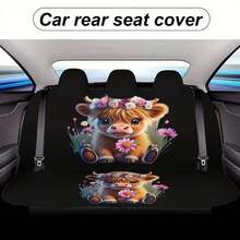 5 st. set med andningsbara bilsätesöverdrag i högdensitetspolyester, mjuka skyddande sätesöverdrag med höglandsmönster - Fem platser - Visa 5