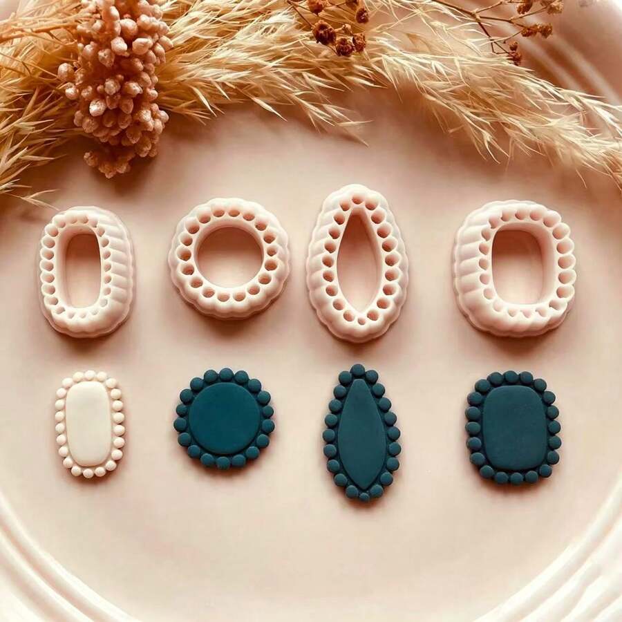 1 Set Minimalist Round Bead Polymer Clay Earring Mold, Suitable For Handmade Jewelry, Brooch And Pendant - High Precision Cutting Tool, Create Unique Accessories, Clay Earring Mold For Earring Jewelry Craft Making - Apricot - View 1