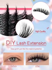 Rikuaild 200/280 片蓬松睫毛簇 50D 60D 80D 100D 单根浓密自然纤细簇状睫毛嫁接 D 卷度 8-16mm 混合托盘仿貂毛睫毛 可重复使用 DIY 居家化妆 - D - 查看 2