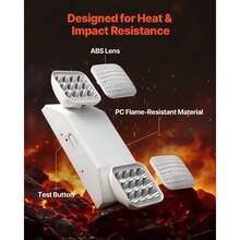 4 Pack Emergency Lights For Business, With Battery Backup, Commercial LED Emergency Exit Lighting Fixtures, AC 120/277V, With Two Square Head Adjustable, 90-Minute Backup, For Business, White - 4 件裝 - 查看 6