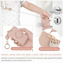 Retractable Key Chain, Key Holder, Cute Heart-Shaped Design, Bag Pendant, Prevent Keys From Falling, High-Quality PU Leather - Multicolor - View 6