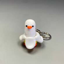 1pc Banana Duck Keychain, Smooth Texture Stress Relief Clicker Toy, Birthday/Holiday Gift - Multicolor - View 8