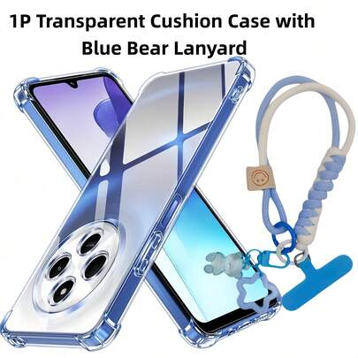 1 ốp lưng điện thoại trong suốt có đệm khí + dây đeo hình gấu xanh dương, phù hợp với [15c/15 4G Châu Âu/15 5G Toàn cầu/15C 5G Châu Âu/15C 5G Toàn cầu/Note 14 Pro+ 5G/NOTE14/NOTE13 Series] [Phiên bản quốc tế, không phải phiên bản nội địa]. Ốp lưng được thiết kế để bảo vệ điện thoại của bạn khỏi va đập và rơi rớt. Sản phẩm có các tính năng như thiết kế vỏ ngoài, ốp bảo vệ điện thoại và bao da điện thoại.