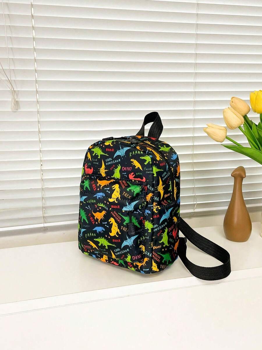 1 pieza Mochila con patrón de dibujos animados, posición de impresión aleatoria - Pequeño dinosaurio - Ver 1