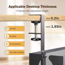 No-Drill Desk Cable Management Tray, Metal Grid Desk Undersurface Cable Organizer With Clips, 2-Hole Cable Tray With Cable Management And Cable Organizer, Suitable For Home Office Standing Desk - Multicolor - View 3
